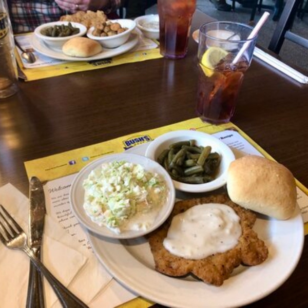 food from bush's family cafe in the bush beans visitor center in east tennessee