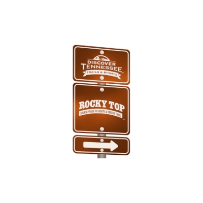 graphical version of the Discover Tennessee scenic trails and byways sign for Rocky Top Trail in the great smoky mountains
