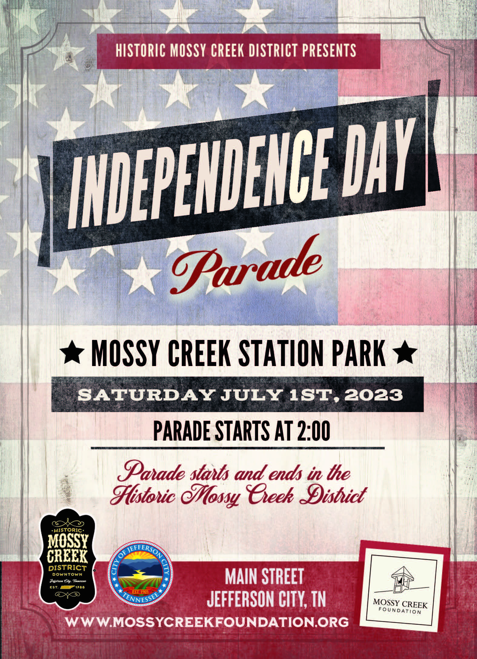 2023 July Fourth Parade and event flyer