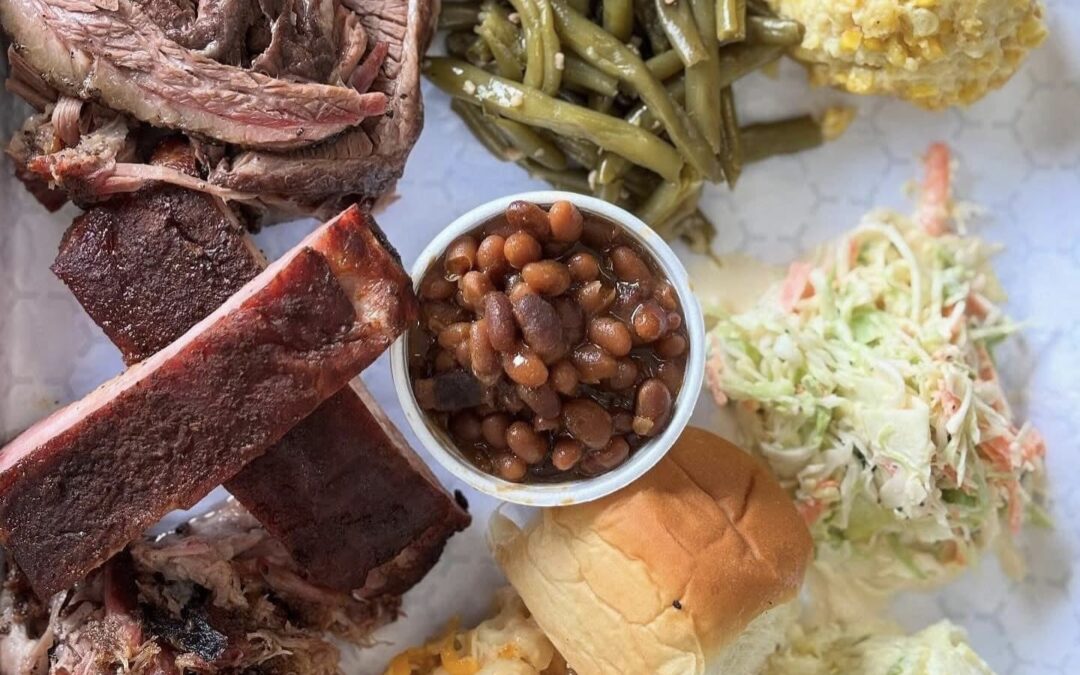 Barbecue platter with various sides from smokey q bbq in jefferson county tn