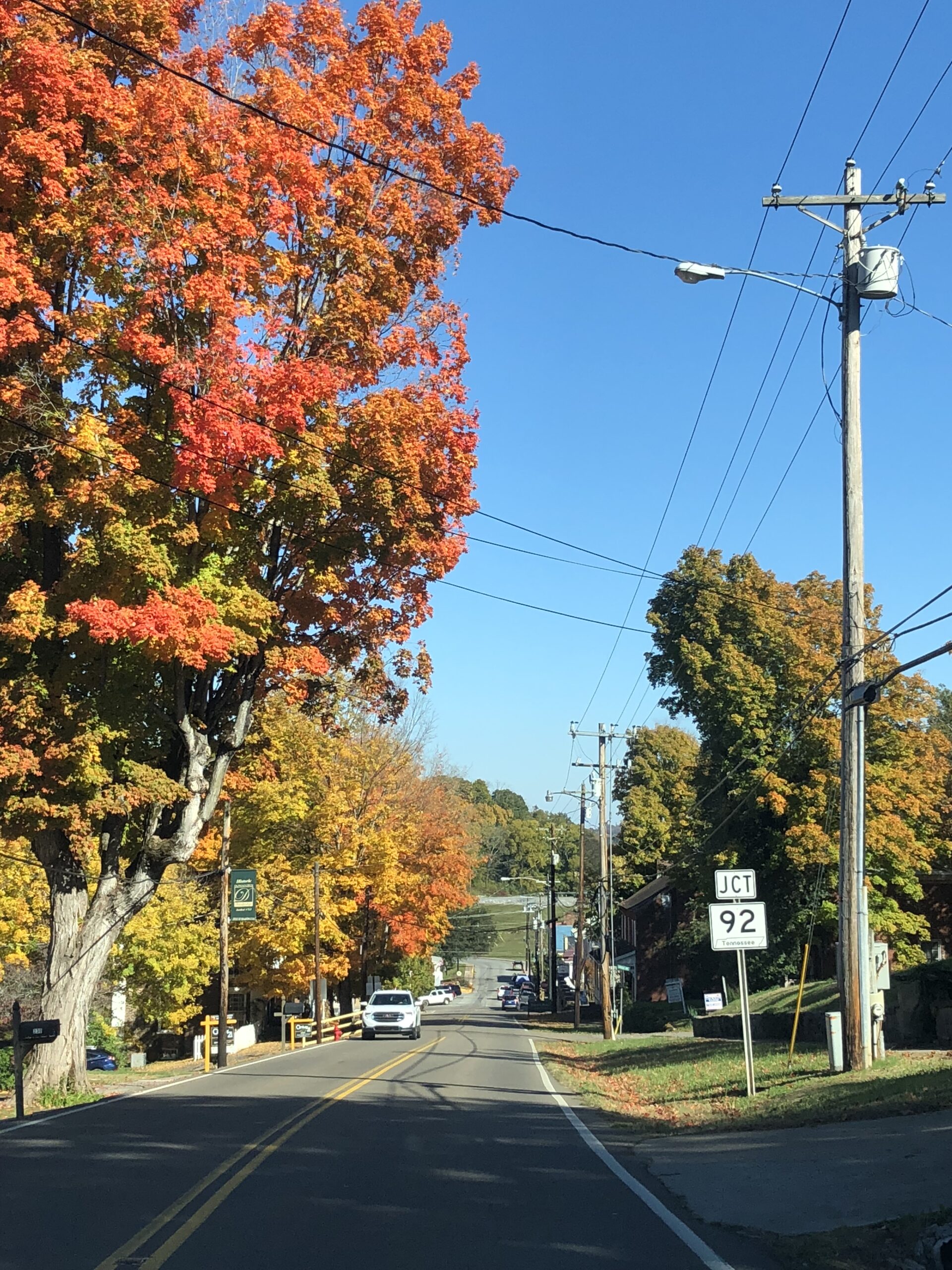 Birdseye view of the Town of Dandridge in Fall 